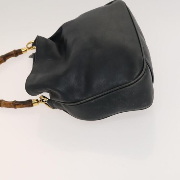 GUCCI Bamboo Hand Bag Leather Black Gold - Picture 5 of 16